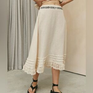 Vrg Grl Midi Linen Midi Skirt NWT